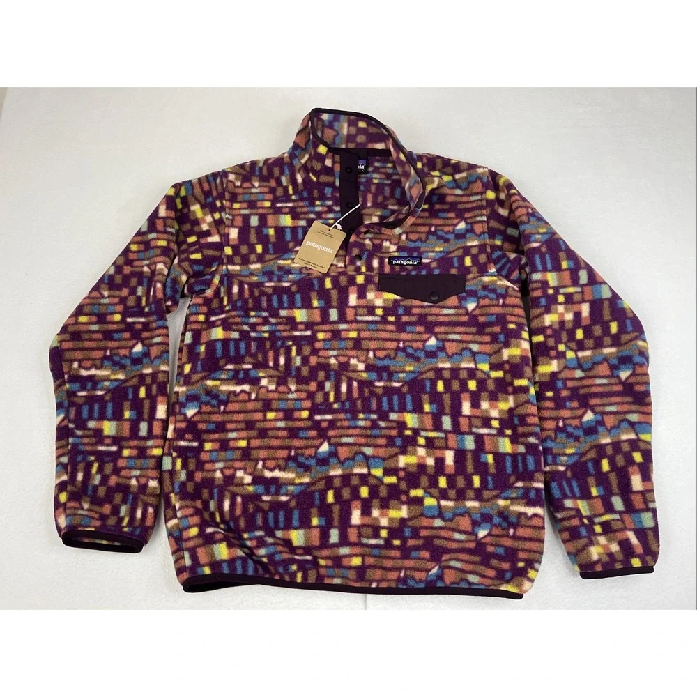 Patagonia Synchilla Snap-T Night Plum Patchwork Fleece Pullover 25455 Small